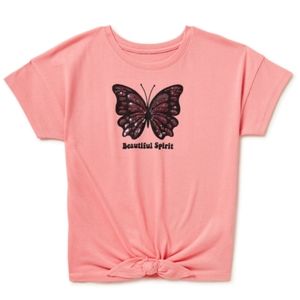 Wonder Nation Girls Short Sleeve Graphic Tee with Sequins, Size XL (14/16)